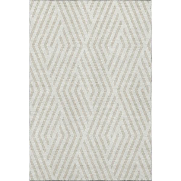 HomeRoots 8' X 10' Ivory & Beige Geometric Washable Area Rug – Durable, UV-Protected, Perfect for Any Space! 648548