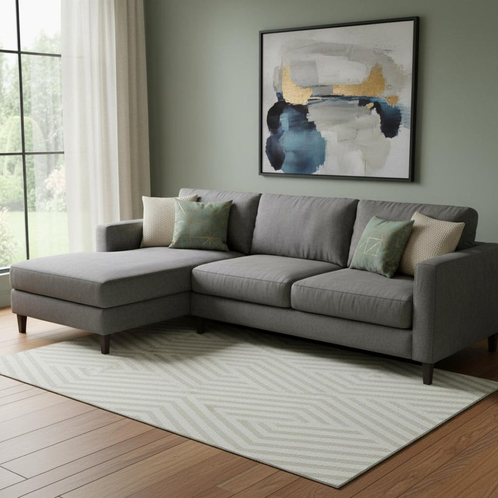 HomeRoots 9' X 12' Ivory and Beige Geometric Area Rug – Washable, UV Protected, and Stylish for Any Room 648549