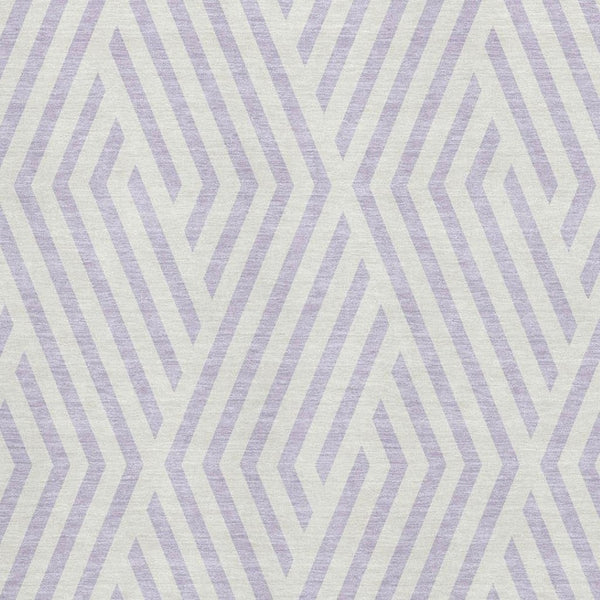 HomeRoots 5' X 8' Modern Lavender & Ivory Geometric Area Rug - Washable, UV Protected, Perfect for Any Room 648552
