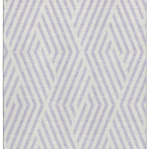 HomeRoots 5' X 8' Modern Lavender & Ivory Geometric Area Rug - Washable, UV Protected, Perfect for Any Room 648552