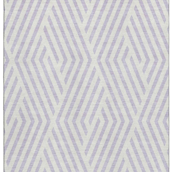 HomeRoots 5' X 8' Modern Lavender & Ivory Geometric Area Rug - Washable, UV Protected, Perfect for Any Room 648552