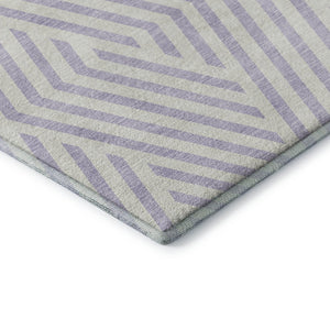 HomeRoots 8' Lavender and Ivory Geometric Round Rug - Washable, UV Protected, Stylish Centerpiece for Any Room 648553