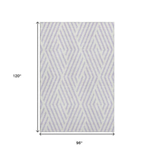 HomeRoots 8' X 10' Stylish Lavender and Ivory Geometric Area Rug - Washable, UV-Protected, Durable Design 648554