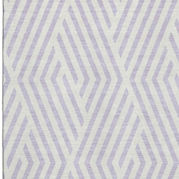 HomeRoots 8' X 10' Stylish Lavender and Ivory Geometric Area Rug - Washable, UV-Protected, Durable Design 648554