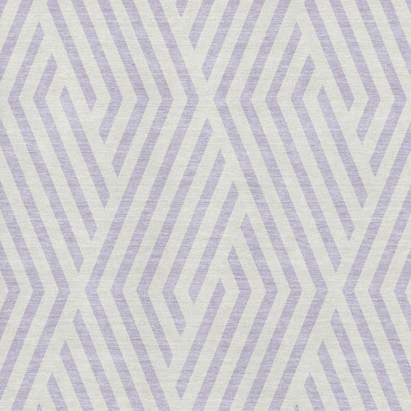 HomeRoots 9' X 12' Stylish Lavender & Ivory Geometric Area Rug - Washable, UV-Protected, Pet-Friendly Design 648555