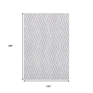 HomeRoots 10' X 14' Lavender & Ivory Geometric Area Rug – Washable, Stain Resistant, UV Protected for Durability 648556