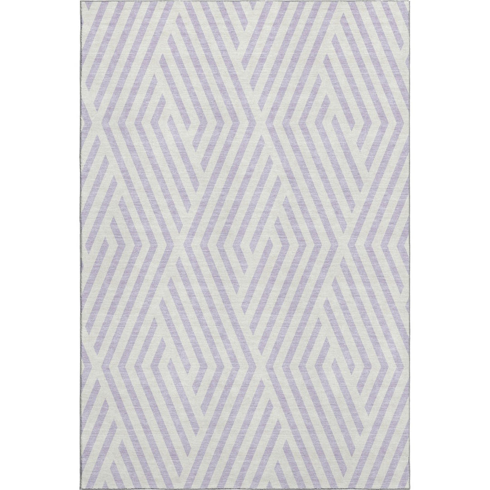 HomeRoots 10' X 14' Lavender & Ivory Geometric Area Rug – Washable, Stain Resistant, UV Protected for Durability 648556