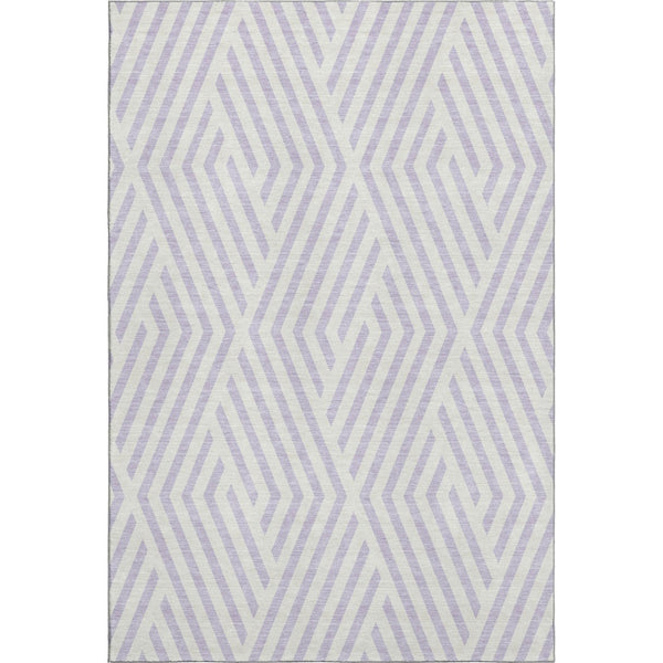 HomeRoots 10' X 14' Lavender & Ivory Geometric Area Rug – Washable, Stain Resistant, UV Protected for Durability 648556