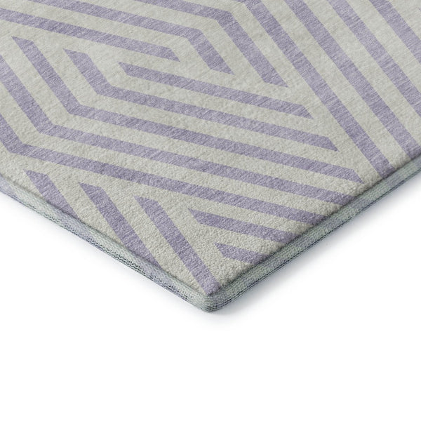 HomeRoots 10' X 14' Lavender & Ivory Geometric Area Rug – Washable, Stain Resistant, UV Protected for Durability 648556