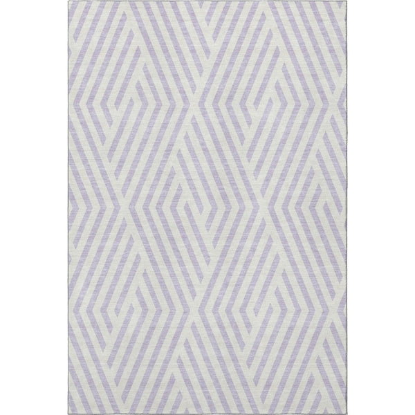 HomeRoots 10' X 14' Lavender & Ivory Geometric Area Rug – Washable, Stain Resistant, UV Protected for Durability 648556