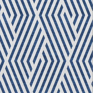 HomeRoots 5' X 8' Navy Blue & Ivory Geometric Washable Area Rug - UV Protected, Stain Resistant, Modern Style 648564