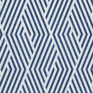 HomeRoots 5' X 8' Navy Blue & Ivory Geometric Washable Area Rug - UV Protected, Stain Resistant, Modern Style 648564