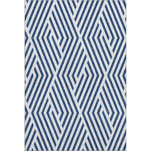 HomeRoots 8' X 10' Navy Blue Geometric Area Rug - Washable, Stain-Resistant, UV Protected for Modern Homes 648566