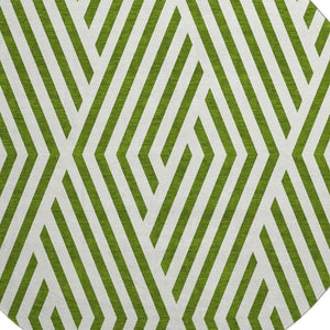 HomeRoots 8' Olive Green Geometric Round Rug - UV Protected, Washable & Stain-Resistant for High-Traffic Homes 648571