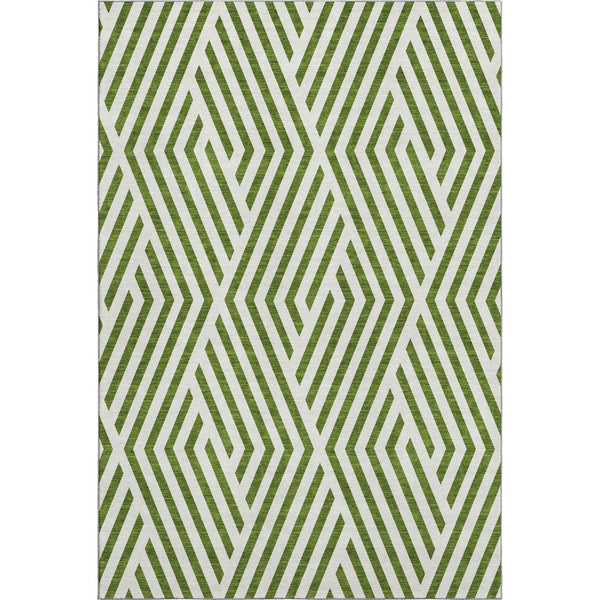 HomeRoots 8' X 10' Olive Green & Ivory Geometric Area Rug - Washable, UV Protected, Durable for Homes With Pets 648572
