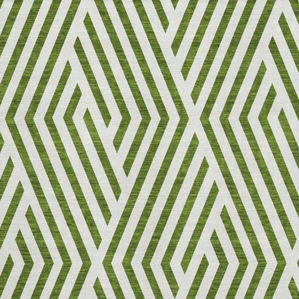 HomeRoots 8' X 10' Olive Green & Ivory Geometric Area Rug - Washable, UV Protected, Durable for Homes With Pets 648572
