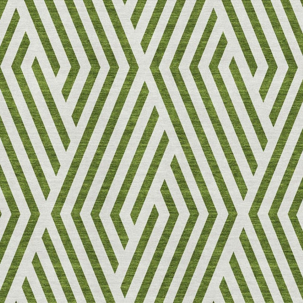 HomeRoots 9' X 12' Olive Green and Ivory Geometric Area Rug - Washable, UV Protected & Stain Resistant Design 648573