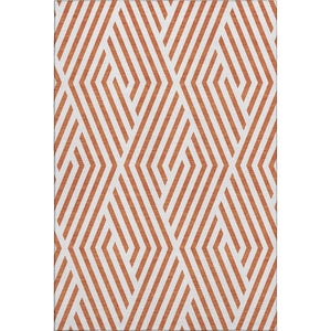 HomeRoots 5' X 8' Stylish Rust and Ivory Geometric Area Rug – Washable, UV Protected, Perfect for Homes with Kids! 648576