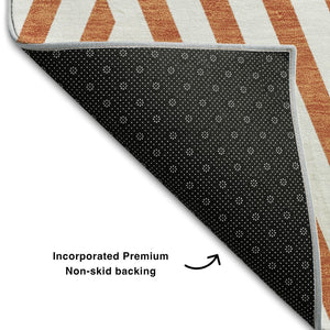 HomeRoots 5' X 8' Stylish Rust and Ivory Geometric Area Rug – Washable, UV Protected, Perfect for Homes with Kids! 648576