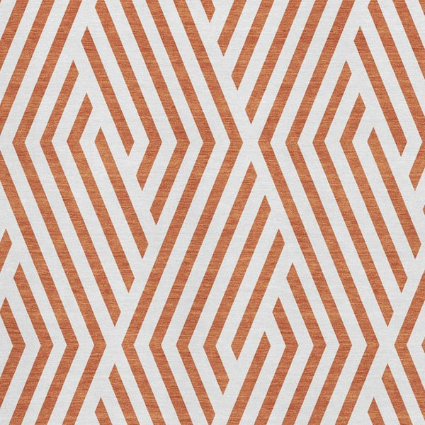 HomeRoots 8' X 10' Stylish Rust and Ivory Geometric Washable Area Rug with UV Protection for High Traffic Spaces 648578