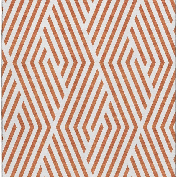 HomeRoots 8' X 10' Stylish Rust and Ivory Geometric Washable Area Rug with UV Protection for High Traffic Spaces 648578