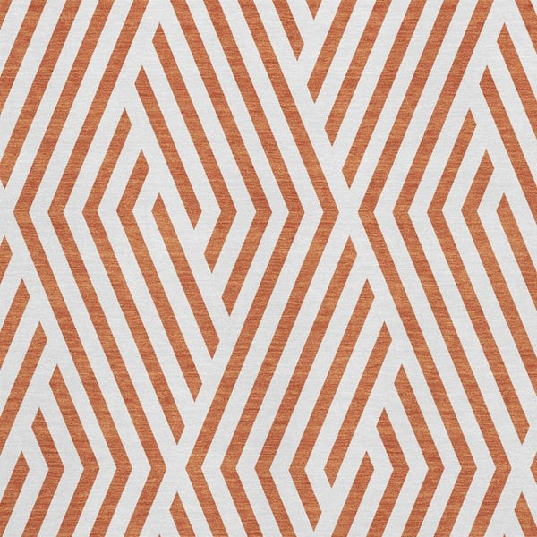 HomeRoots 8' X 10' Stylish Rust and Ivory Geometric Washable Area Rug with UV Protection for High Traffic Spaces 648578