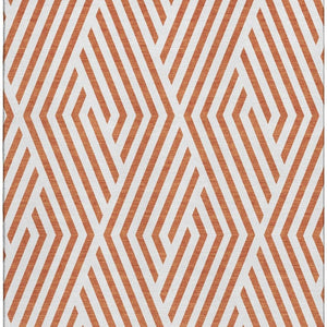 HomeRoots 8' X 10' Stylish Rust and Ivory Geometric Washable Area Rug with UV Protection for High Traffic Spaces 648578