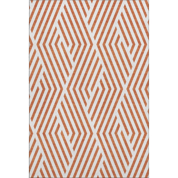 HomeRoots 9' X 12' Stylish Rust and Ivory Geometric Area Rug - Washable, UV Protected, Perfect for High-Traffic Rooms! 648579
