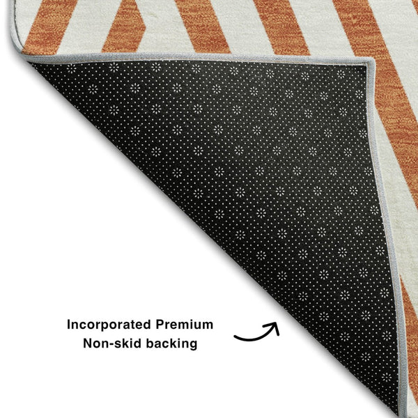 HomeRoots 9' X 12' Stylish Rust and Ivory Geometric Area Rug - Washable, UV Protected, Perfect for High-Traffic Rooms! 648579