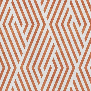 HomeRoots 10' X 14' Geometric Washable Area Rug in Rust and Ivory - UV Protected, Durable, and Stylish Design 648580
