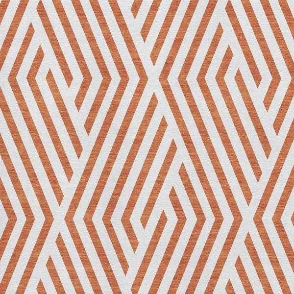 HomeRoots 10' X 14' Geometric Washable Area Rug in Rust and Ivory - UV Protected, Durable, and Stylish Design 648580