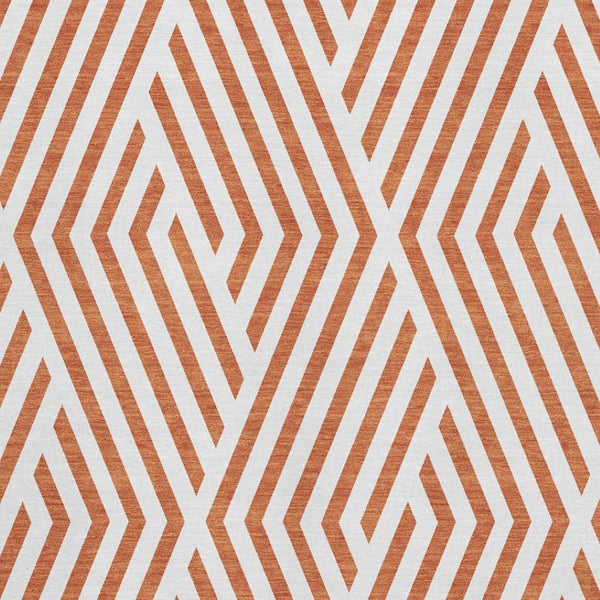 HomeRoots 10' X 14' Geometric Washable Area Rug in Rust and Ivory - UV Protected, Durable, and Stylish Design 648580