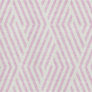 HomeRoots 5' Modern Pink & Ivory Geometric Washable Area Rug with UV Protection for Stylish Homes & Kids 648582
