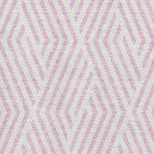 HomeRoots 5' Modern Pink & Ivory Geometric Washable Area Rug with UV Protection for Stylish Homes & Kids 648582