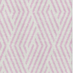 HomeRoots 8' X 10' Pink and Ivory Geometric Area Rug - Washable, UV Protected, Pet-Friendly, and Stylish! 648584