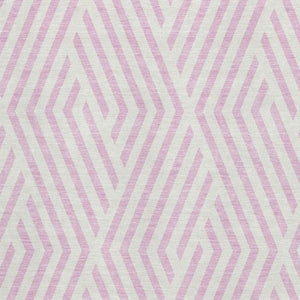 HomeRoots 9' X 12' Pink & Ivory Geometric Area Rug - Washable, Stain-Resistant, UV Protected for Modern Spaces 648585