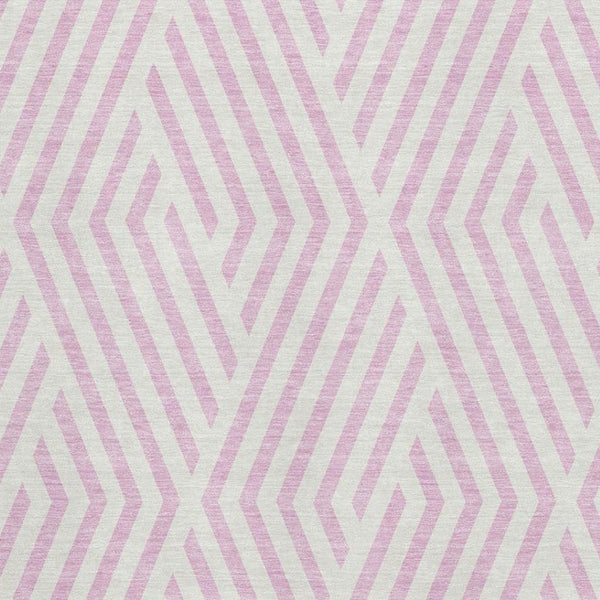 HomeRoots 9' X 12' Pink & Ivory Geometric Area Rug - Washable, Stain-Resistant, UV Protected for Modern Spaces 648585