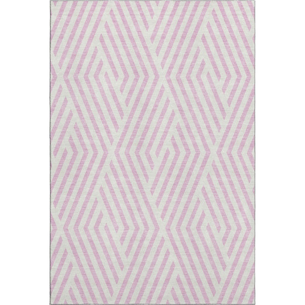 HomeRoots 10' X 14' Pink Geometric Area Rug - Durable, Washable, UV Protected - Perfect for Family Spaces! 648586