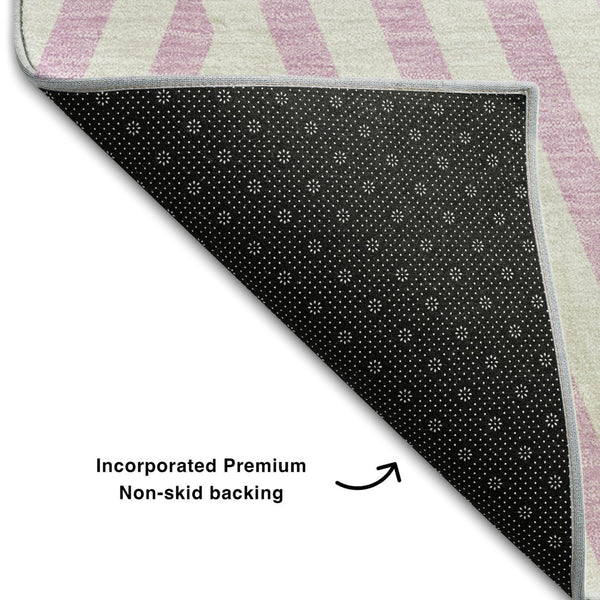 HomeRoots 10' X 14' Pink Geometric Area Rug - Durable, Washable, UV Protected - Perfect for Family Spaces! 648586