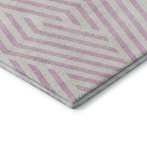 HomeRoots 10' X 14' Pink Geometric Area Rug - Durable, Washable, UV Protected - Perfect for Family Spaces! 648586