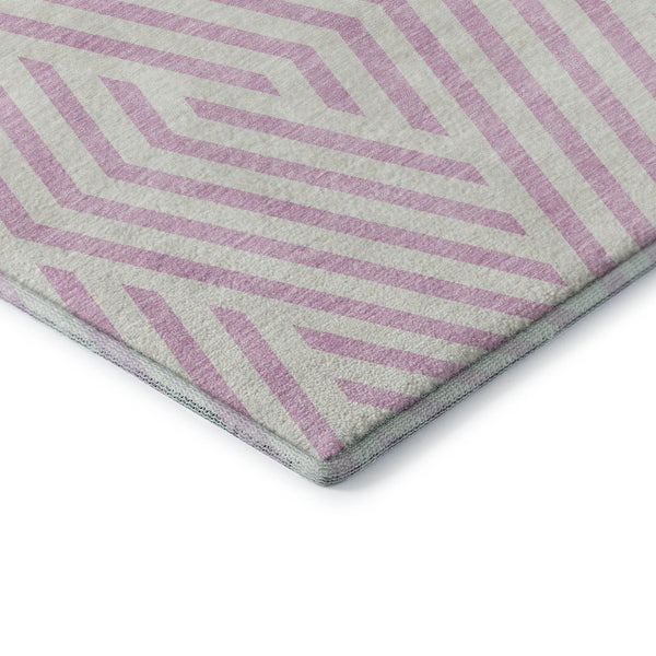 HomeRoots 10' X 14' Pink Geometric Area Rug - Durable, Washable, UV Protected - Perfect for Family Spaces! 648586