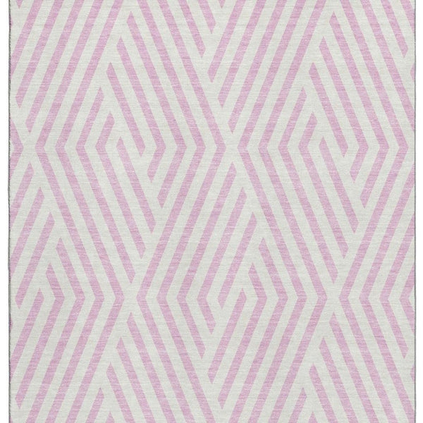 HomeRoots 10' X 14' Pink Geometric Area Rug - Durable, Washable, UV Protected - Perfect for Family Spaces! 648586