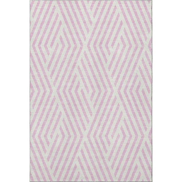 HomeRoots 10' X 14' Pink Geometric Area Rug - Durable, Washable, UV Protected - Perfect for Family Spaces! 648586
