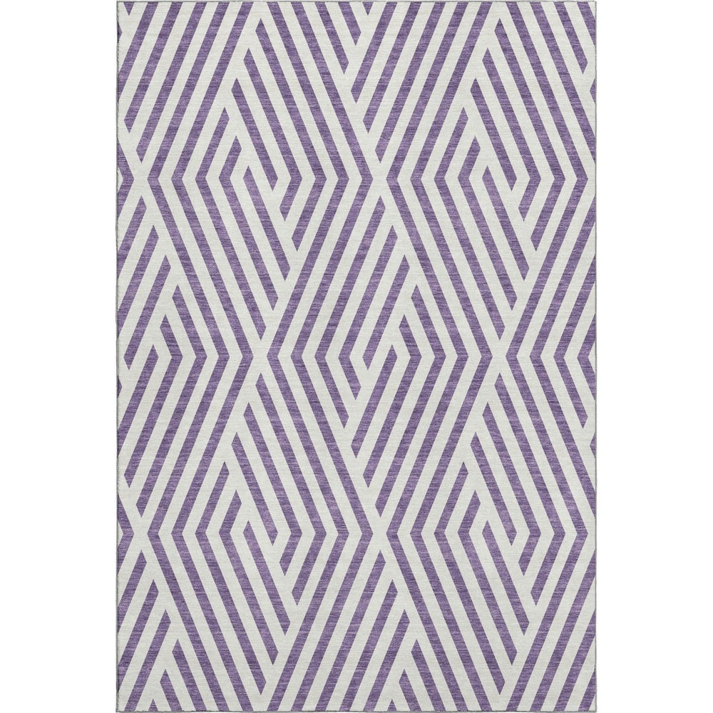 HomeRoots 9' X 12' Purple And Ivory Geometric Area Rug - Stylish, Washable, UV Protected for Family Spaces! 648591
