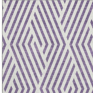HomeRoots 9' X 12' Purple And Ivory Geometric Area Rug - Stylish, Washable, UV Protected for Family Spaces! 648591