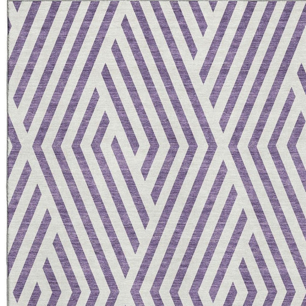 HomeRoots 9' X 12' Purple And Ivory Geometric Area Rug - Stylish, Washable, UV Protected for Family Spaces! 648591
