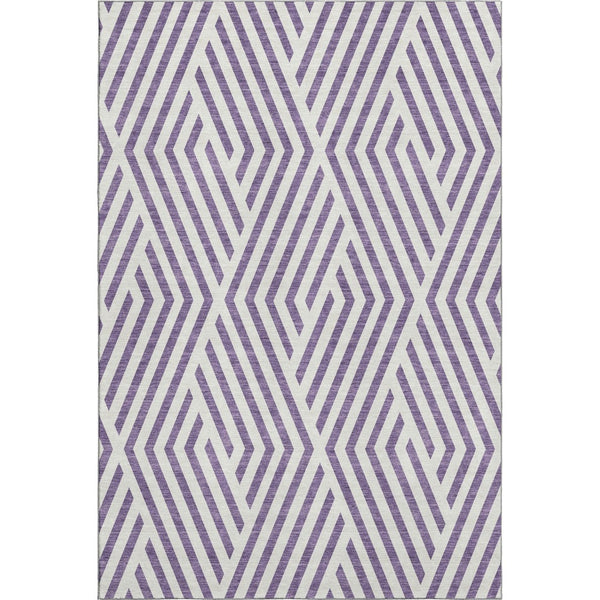 HomeRoots 10' X 14' Stylish Purple & Ivory Geometric Area Rug - Washable, UV-Protected, Pet-Friendly Design! 648592