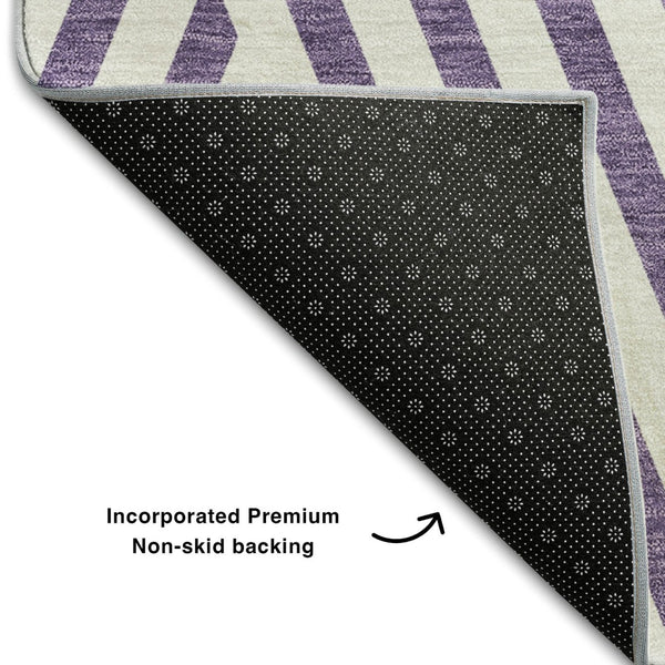 HomeRoots 10' X 14' Stylish Purple & Ivory Geometric Area Rug - Washable, UV-Protected, Pet-Friendly Design! 648592