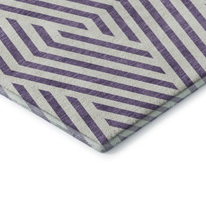 HomeRoots 10' X 14' Stylish Purple & Ivory Geometric Area Rug - Washable, UV-Protected, Pet-Friendly Design! 648592