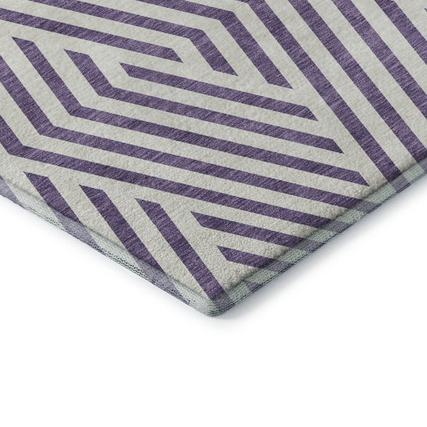 HomeRoots 10' X 14' Stylish Purple & Ivory Geometric Area Rug - Washable, UV-Protected, Pet-Friendly Design! 648592